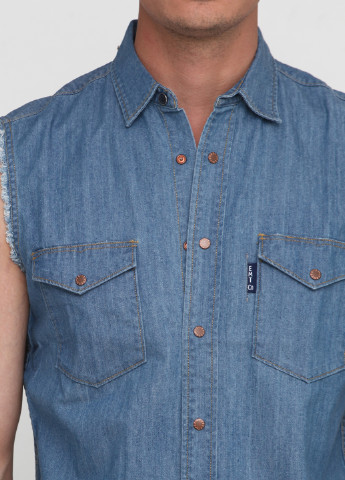 Темно-синяя джинсовая рубашка однотонная Emmett без рукава