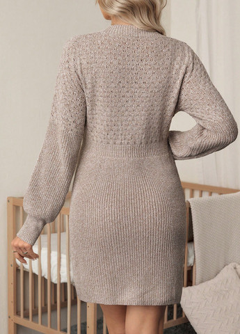 Кремова кежуал сукня для вагітних сукня светр SHEIN однотонна