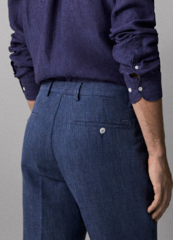 Синие кэжуал демисезонные прямые брюки Massimo Dutti