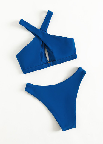 Синий летний купальник (лиф, трусики) халтер, раздельный SHEIN