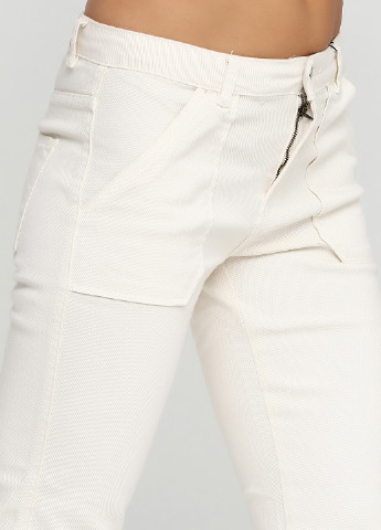 Молочные джинсовые демисезонные зауженные брюки Ichi