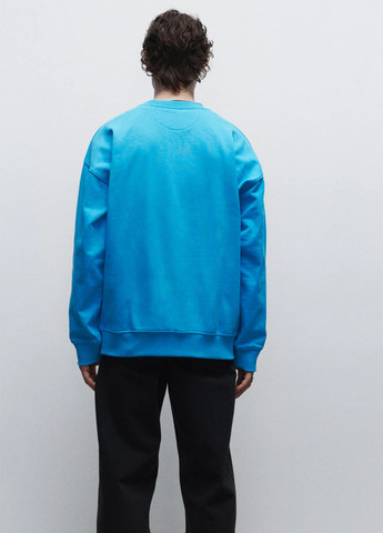 Голубой свитшот H&M однотонный без декора (366276655)