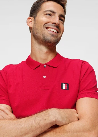 Красная футболка-поло для мужчин Tommy Hilfiger с логотипом