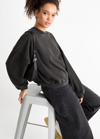 Темно-сірий світшот C&A однотонний без декору (353322340)