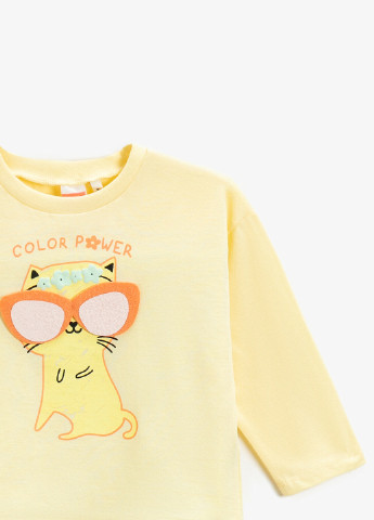 Желтый демисезонный лонгслив KOTON с кошками