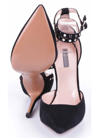 Черные женские босоножки на каблуке 195050, черный, 38, 2999860285482 Anemone с ремешком