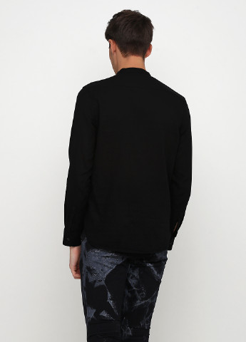 Сорочка H&M з довгим рукавом однотонна чорна кежуал