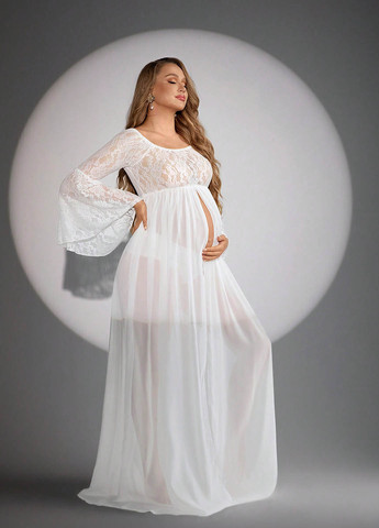 Белое праздничный, откровенный платье для беременных в греческом стиле SHEIN однотонное