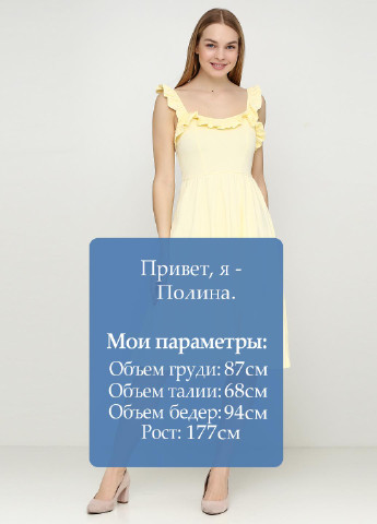 Лимонное кэжуал платье H&M однотонное