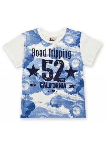 Синяя демисезонная футболка детская "52 california" (8763-128b-beige) Breeze