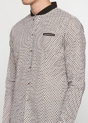 Белая кэжуал рубашка с геометрическим узором Eleven с длинным рукавом