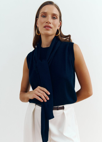 Темно-синій демісезонний комплект (жилет, болеро) Gepur