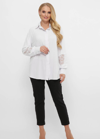 Белая летняя однотонная блуза с гипюром адель белая Tatiana