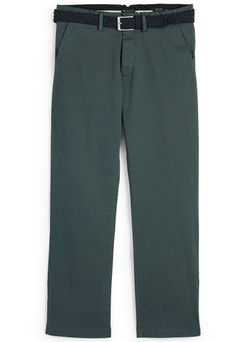 Темно-зеленые кэжуал демисезонные чиносы, прямые брюки C&A