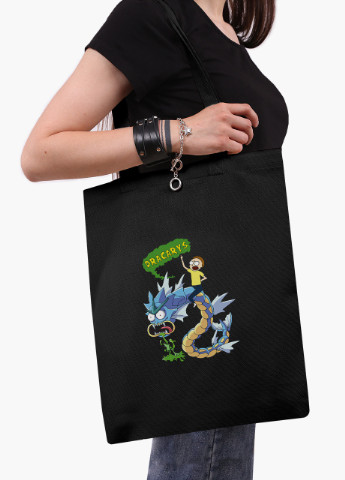Еко сумка шоппер черная Рик и Морти (Dracarys Rick and Morty) на молнии (9227-2083-BKZ) MobiPrint (236265396)