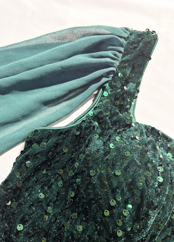 Изумрудное вечернее платье со шлейфом, годе SHEIN однотонное