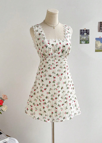 Молочна кежуал сукня а-силует SHEIN з квітковим принтом