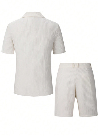 Молочный летний костюм (пиджак, шорты) с шортами SHEIN