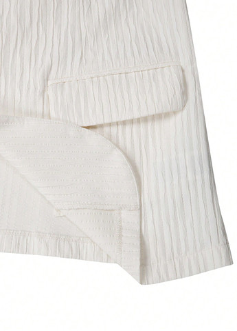 Молочный летний костюм (пиджак, шорты) с шортами SHEIN