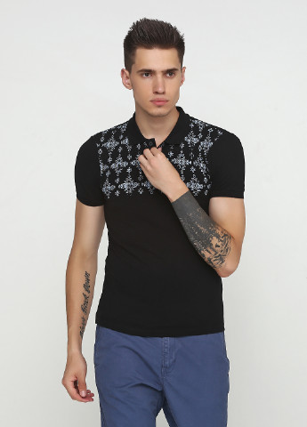 Черная футболка-поло для мужчин Asos с рисунком