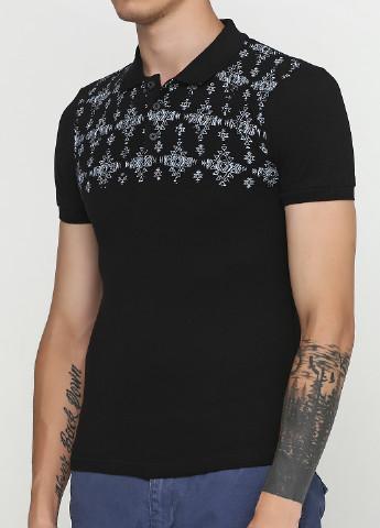 Черная футболка-поло для мужчин Asos с рисунком
