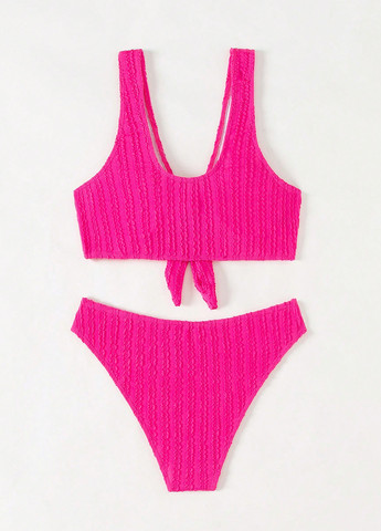 Фуксиновый летний купальник (лиф, трусики) танк, раздельный SHEIN