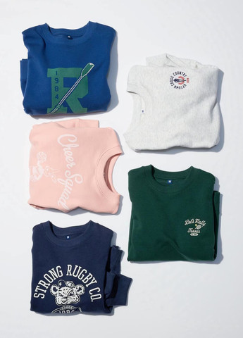 Светло-серый свитшот Uniqlo надпись без декора (325746318)