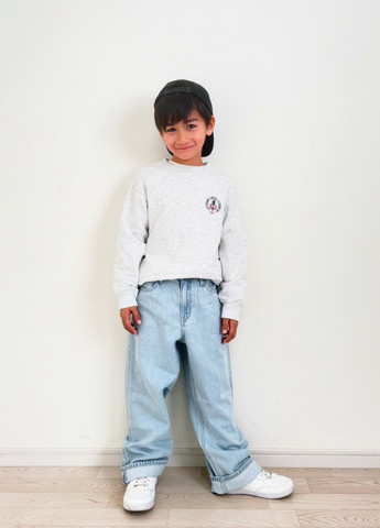 Светло-серый свитшот Uniqlo надпись без декора (325746318)