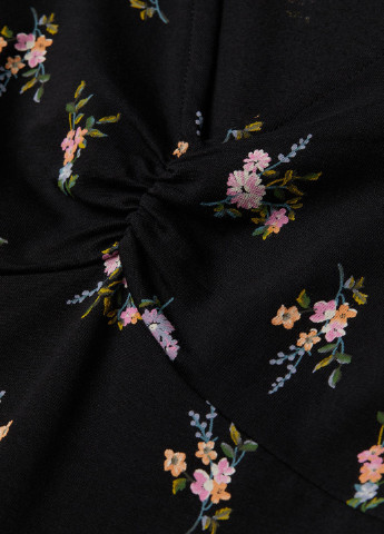 Чорна кежуал плаття, сукня H&M з квітковим принтом