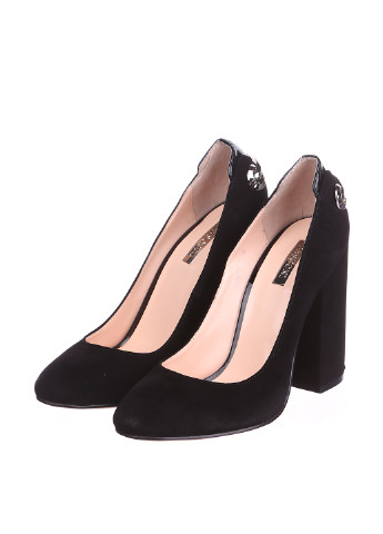 Черные женские кэжуал туфли с пряжкой на среднем каблуке итальянские - фото
