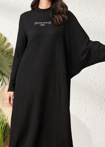 Черное кэжуал платье оверсайз SHEIN однотонное