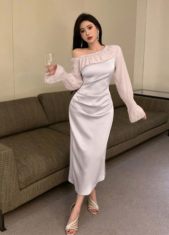 Комбінована вечірня сукня SHEIN однотонна