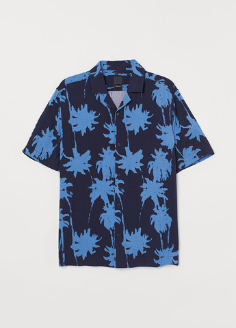 Темно-синяя кэжуал рубашка с рисунком H&M