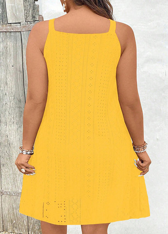 Жовтий кежуал сукня силуетна, кльош SHEIN однотонна