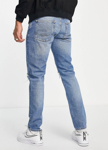 Голубые демисезонные зауженные джинсы Asos