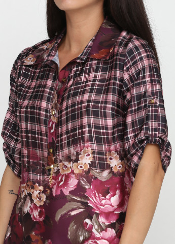 Комбинированное кэжуал платье рубашка Ageless с цветочным принтом