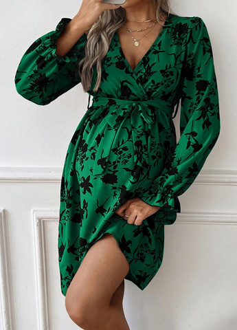 Зелена кежуал сукня для вагітних SHEIN з квітковим принтом