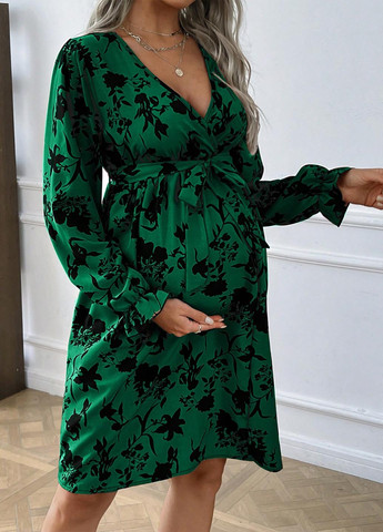 Зелена кежуал сукня для вагітних SHEIN з квітковим принтом