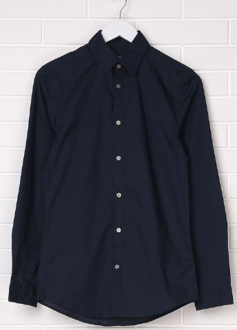 Темно-синяя классическая рубашка однотонная H&M