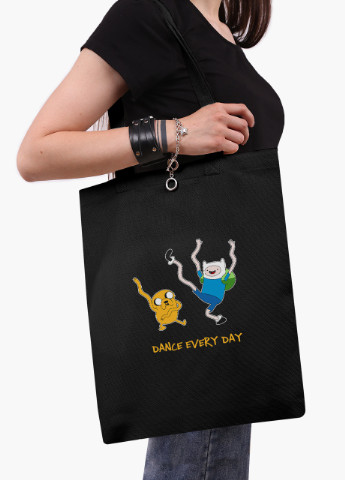 Еко сумка шоппер чорна Фінн і Джейк пес Час Пригод (Adventure Time) (9227-1580-BK) екосумка шопер 41*35 см MobiPrint (216642106)