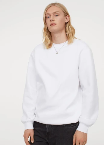 Белый свитшот H&M однотонный (223850655)