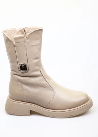 Бежевые зимние полусапоги No Brand