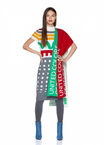 Серое кэжуал платье United Colors of Benetton с геометрическим узором