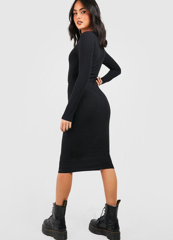 Черное кэжуал платье силуэтная Boohoo однотонное