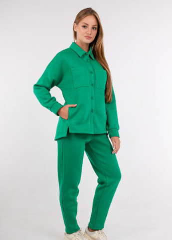 Женский костюм "Фенди" Uzeff брючный однотонный зелёный кэжуал хлопок