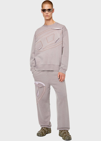 Серый свитшот Diesel однотонный вышивка (328209798)