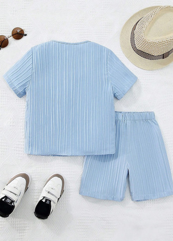 Блакитний літній комплект (футболка, шорти) SHEIN