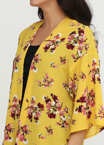 Накидка H&M с длинным рукавом цветочная жёлтая кэжуал