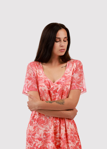 Коралова кежуал сукня а-силует Studio 1886 з абстрактним візерунком