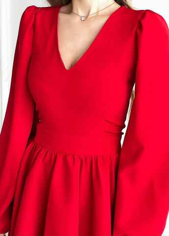 Красное кэжуал платье клеш No Brand однотонное